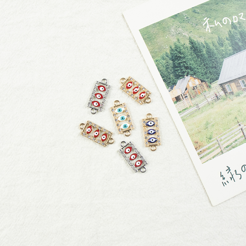 Alloy dot brick oil-dripping square Devil's Eye necklace, earring accessories, diy jewelry accessories, jewelry accessories alloy accessories Specification image