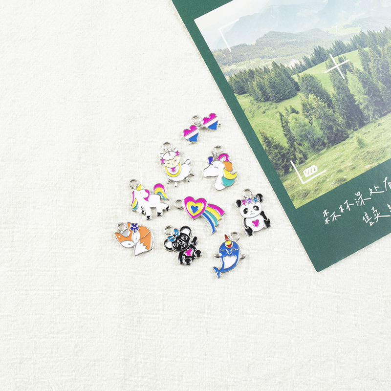 Alloy oil-dripping cartoon animal double pendant necklace, earring accessories, diy jewelry accessories, jewelry accessories, alloy accessories details Picture