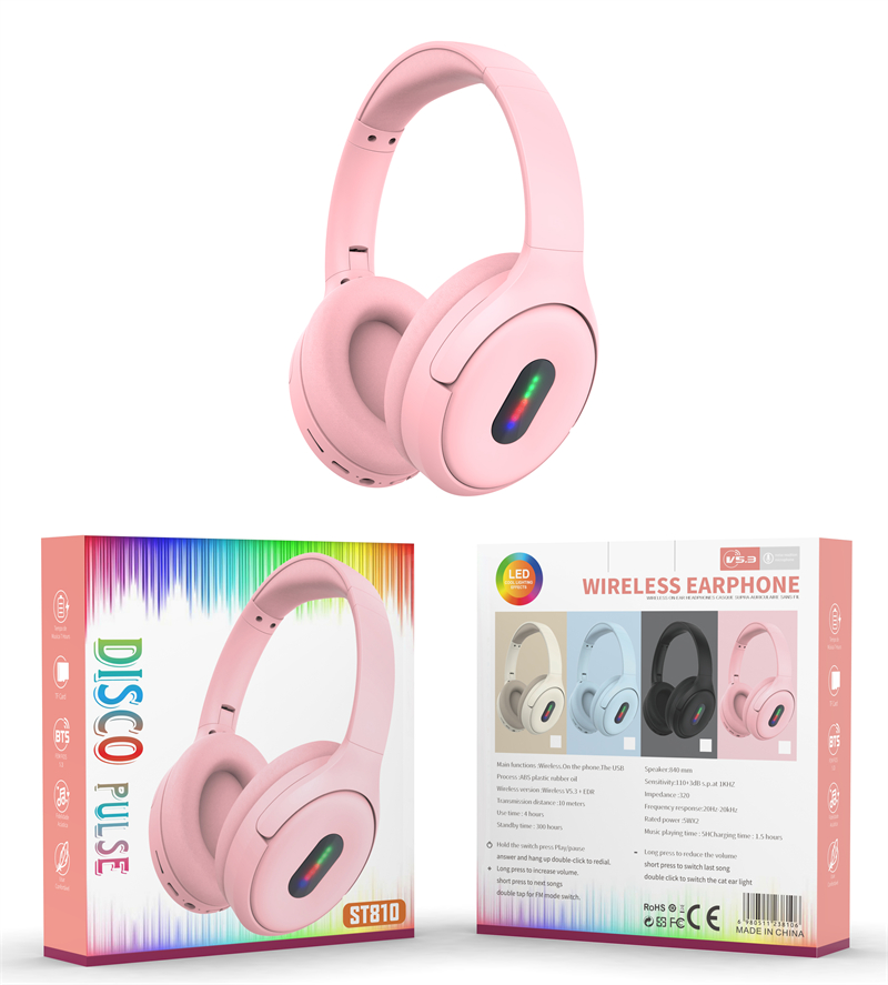 ST810无线头戴式蓝牙耳机RGB节奏灯发光LED灯学生耳麦重低音手机通用跨境热卖耳机工厂详情10