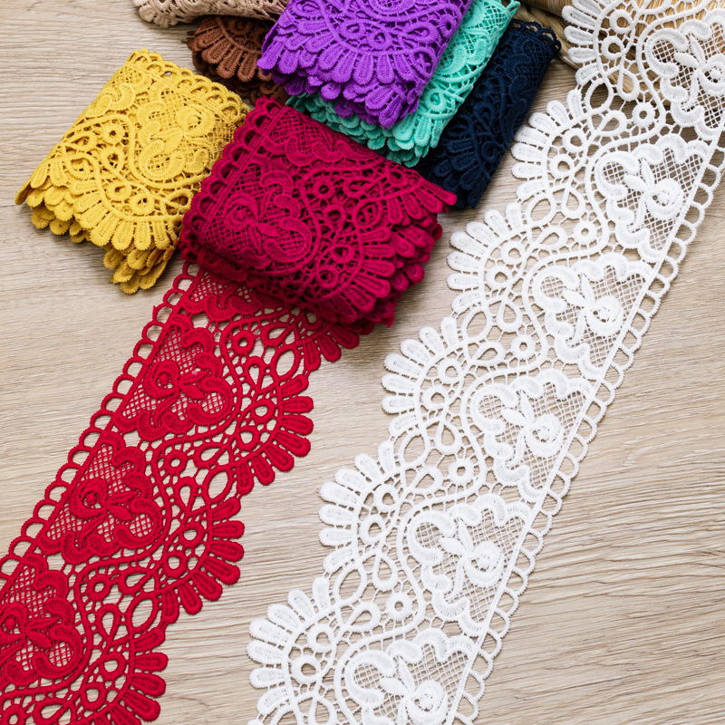 Milk silk water-soluble embroidered lace, barcode for women's clothing, colorful lace, clothing accessories, red lace, collar lace, ethnic minority lace, lace ribbons