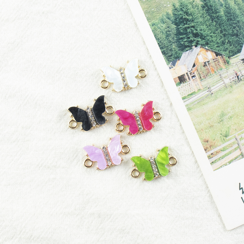 Alloy dot brick oil-dripping butterfly necklace, earrings, pendant accessories, diy jewelry accessories, jewelry accessories, alloy accessories Specification image