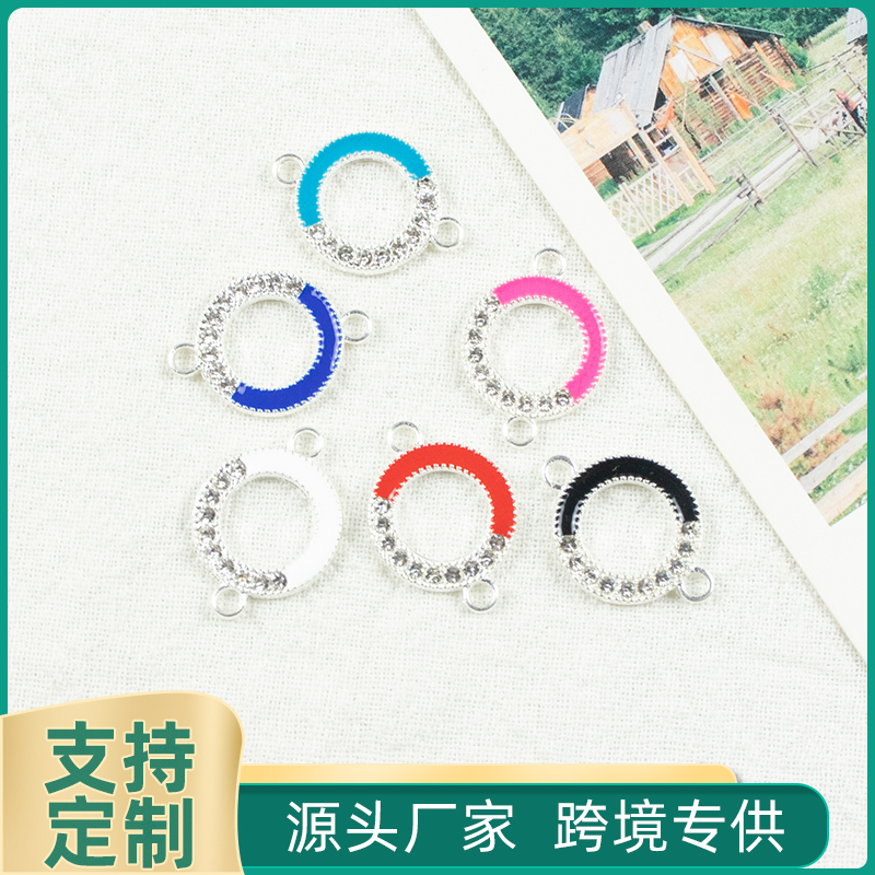 Alloy dot brick oil drip ring double hanging necklace, earring accessories, diy jewelry accessories, jewelry accessories, alloy accessories