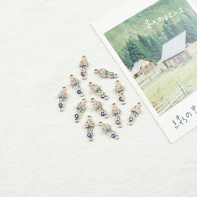 Alloy dot brick oil drip double hanging ice cream Devil's Eye necklace, earrings, diy jewelry accessories, jewelry accessories, alloy accessories Item Picture