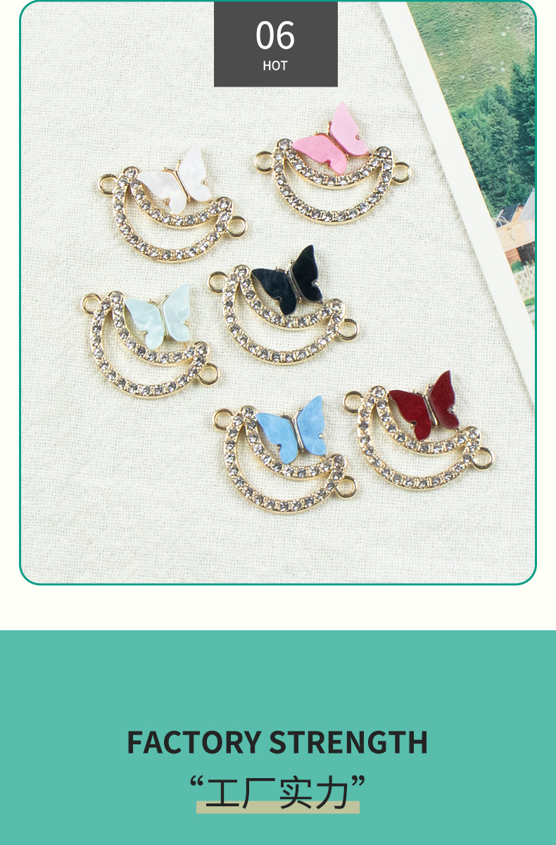 Alloy dot brick oil drip crescent butterfly double hanging necklace, earring accessories, diy jewelry accessories, jewelry accessories, alloy accessories pic 8