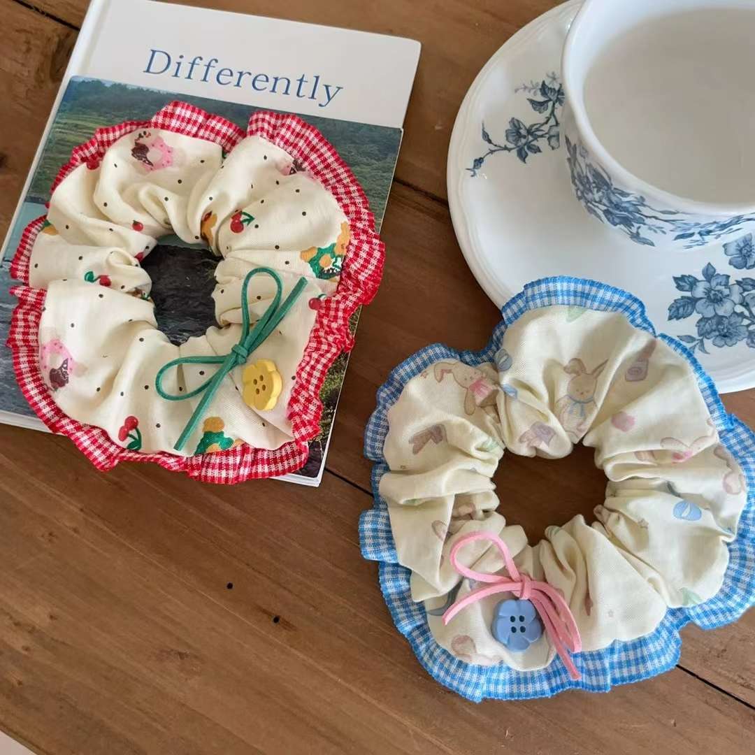 时尚饰品大肠发圈可爱减龄 头饰发圈 头绳皮筋 简约大肠圈 发饰女士优雅气质必备大肠圈发圈皮筋大肠发圈头绳格纹大肠发圈白底实物图