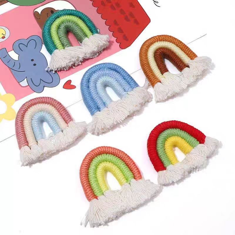 New fabric ethnic style Su rainbow pendant, cute children's diy keychain bag accessory