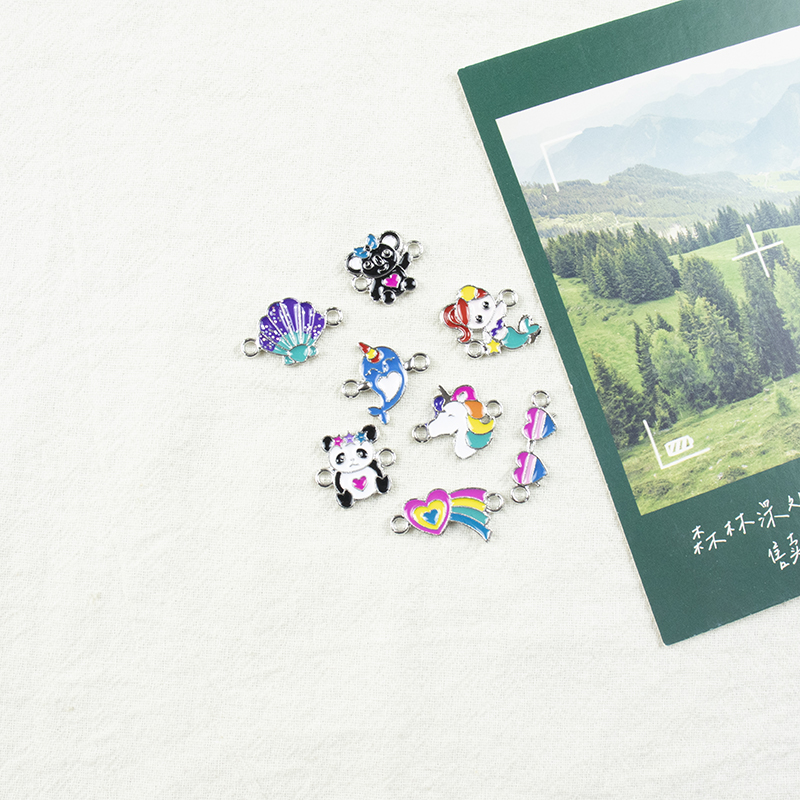 Alloy oil-dripping small animal double hanging necklace, earring accessories, diy jewelry accessories, jewelry accessories, alloy accessories Specification image