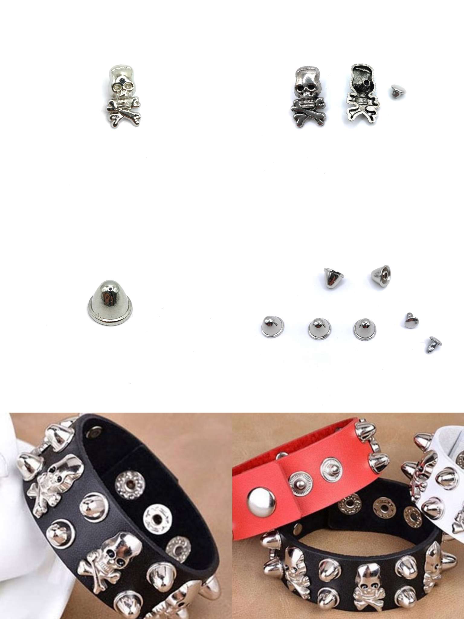 金属和尚头铆钉奶嘴朋克钉皮具服饰装饰白底实物图