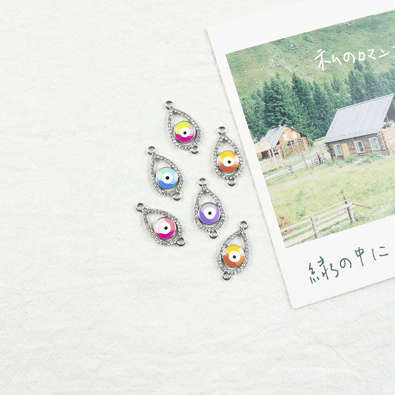 Alloy dot brick oil drip double-hanging Devil's Eye necklace, earring accessories diy jewelry accessories Jewelry accessories Alloy accessories Application Scenario