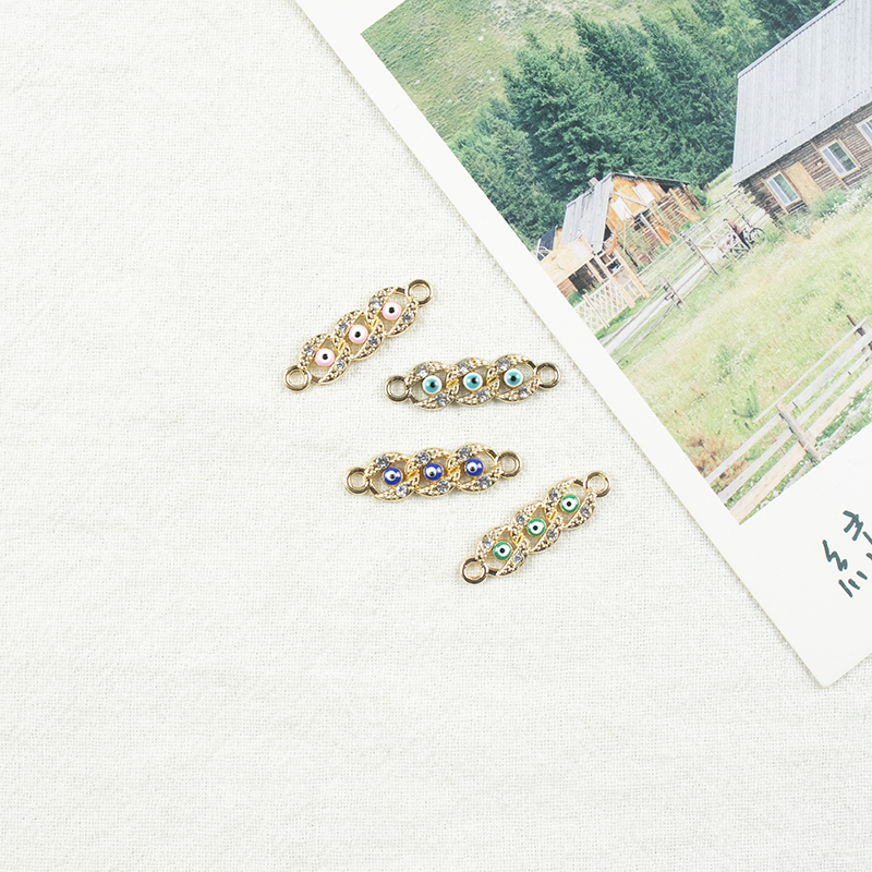 Alloy dot Brick 3 Circular Devil's Eye Double Hanging Necklace, earring accessories, diy jewelry accessories, jewelry accessories, alloy accessories details Picture