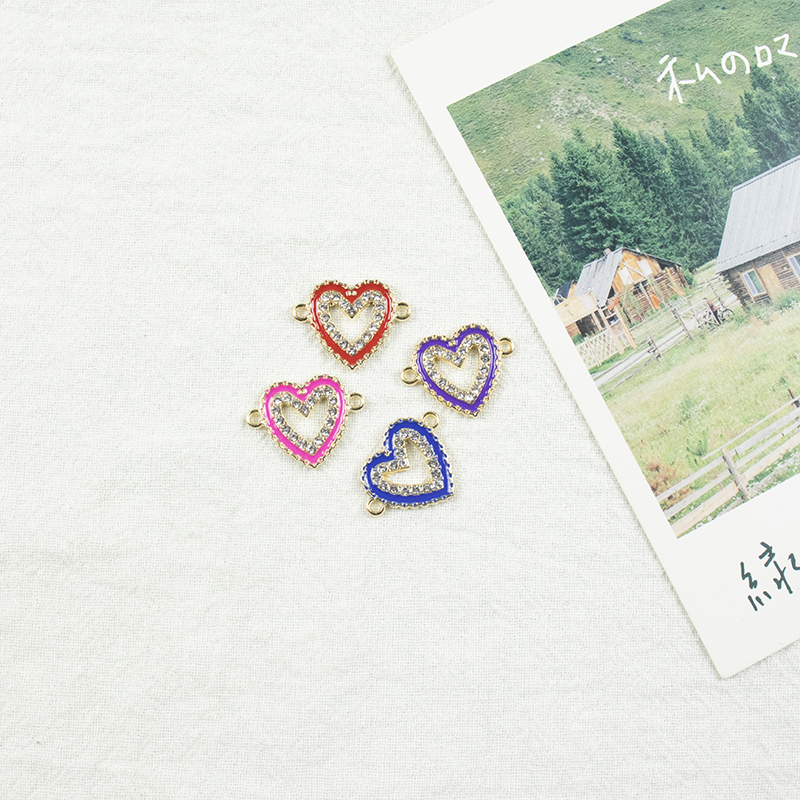 Alloy dot brick oil-dripping ring heart-shaped necklace, earring accessories, jewelry accessories, diy jewelry accessories, alloy jewelry accessories, heart-shaped accessories Specification image