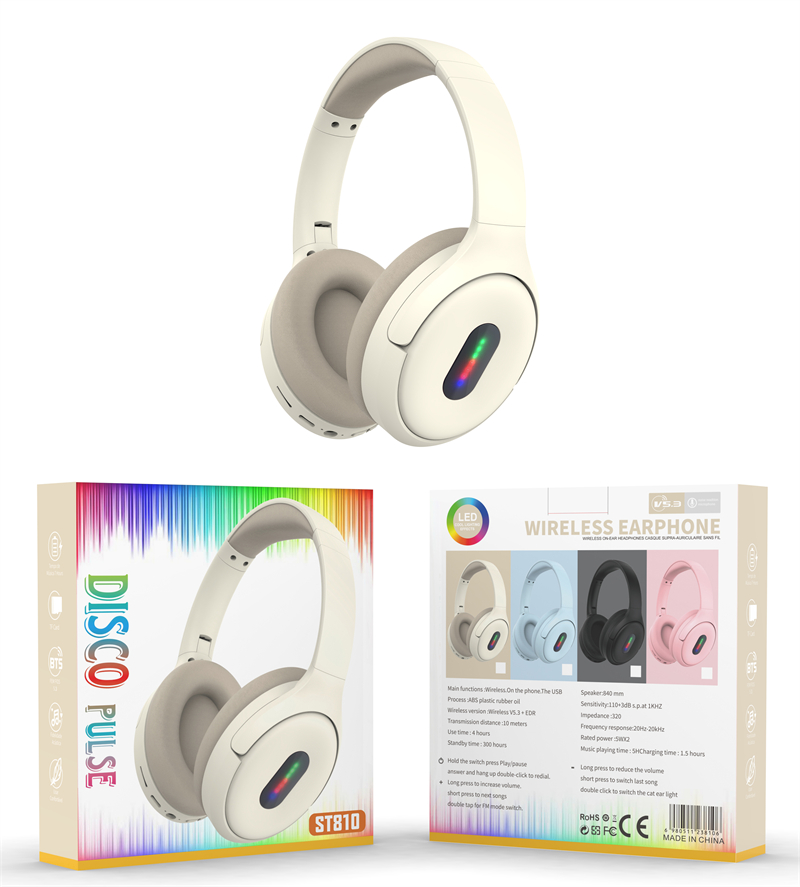 ST810无线头戴式蓝牙耳机RGB节奏灯发光LED灯学生耳麦重低音手机通用跨境热卖耳机工厂详情7