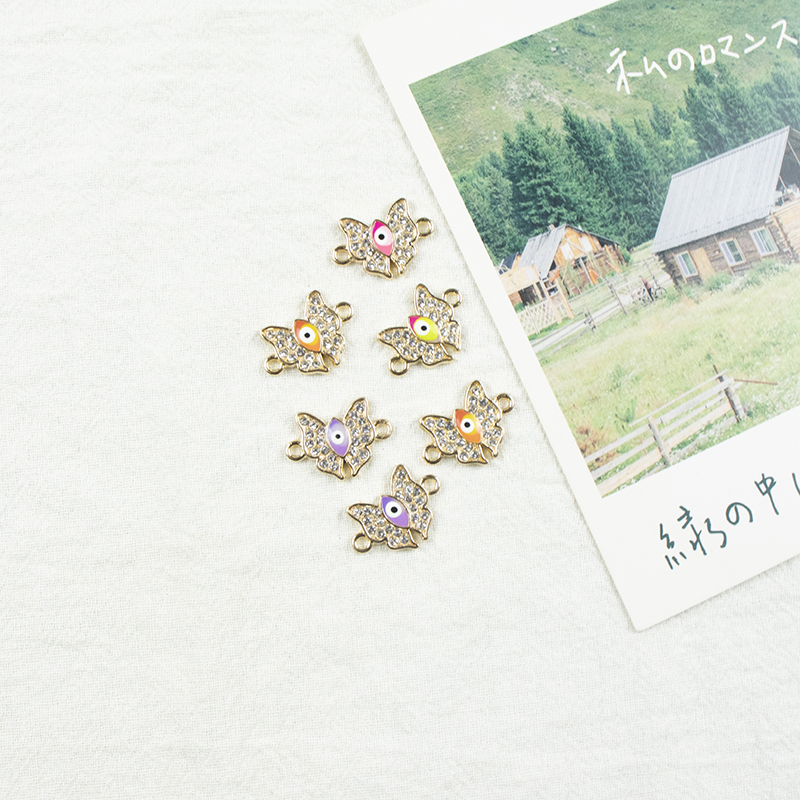 Alloy dot brick oil drip double-hanging butterfly-shaped golden edge Devil's Eye necklace, earring accessories diy jewelry accessories Jewelry accessories Alloy accessories Application Scenario