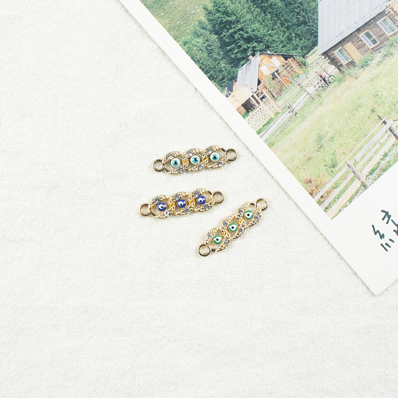 Alloy dot Brick 3 Circular Devil's Eye Double Hanging Necklace, earring accessories, diy jewelry accessories, jewelry accessories, alloy accessories