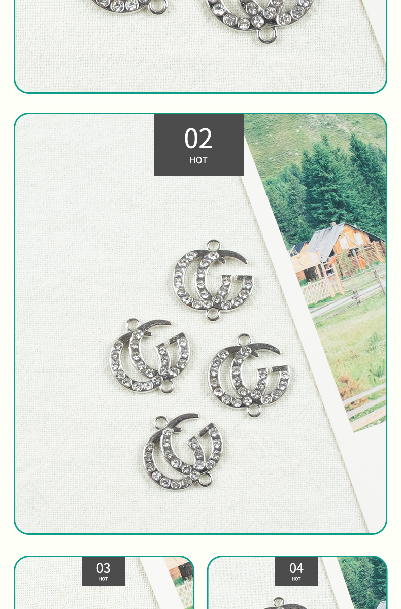 CG English letter alloy dot brick double hanging necklace, earring accessories, diy jewelry accessories, jewelry accessories, alloy accessories pic 6