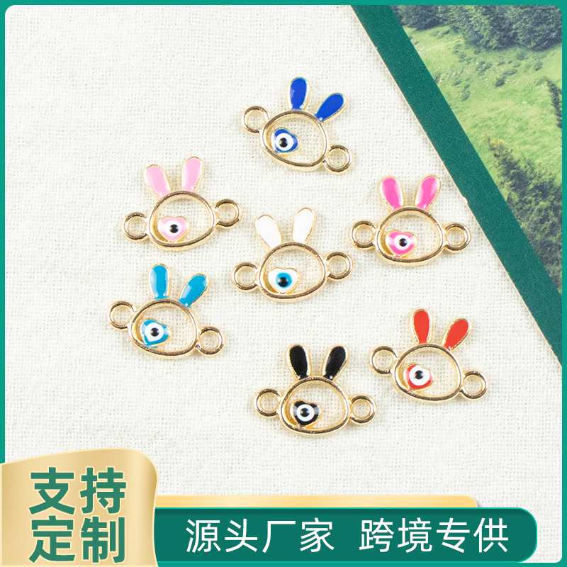 Alloy oil-dripping rabbit hollowed-out heart Demon Eye necklace, earring accessories, diy jewelry accessories, jewelry accessories, alloy accessories Alloy oil-dripping rabbit hollowed-out heart Demon Eye necklace, earring accessories, diy jewelry accessories, jewelry accessories, alloy accessories