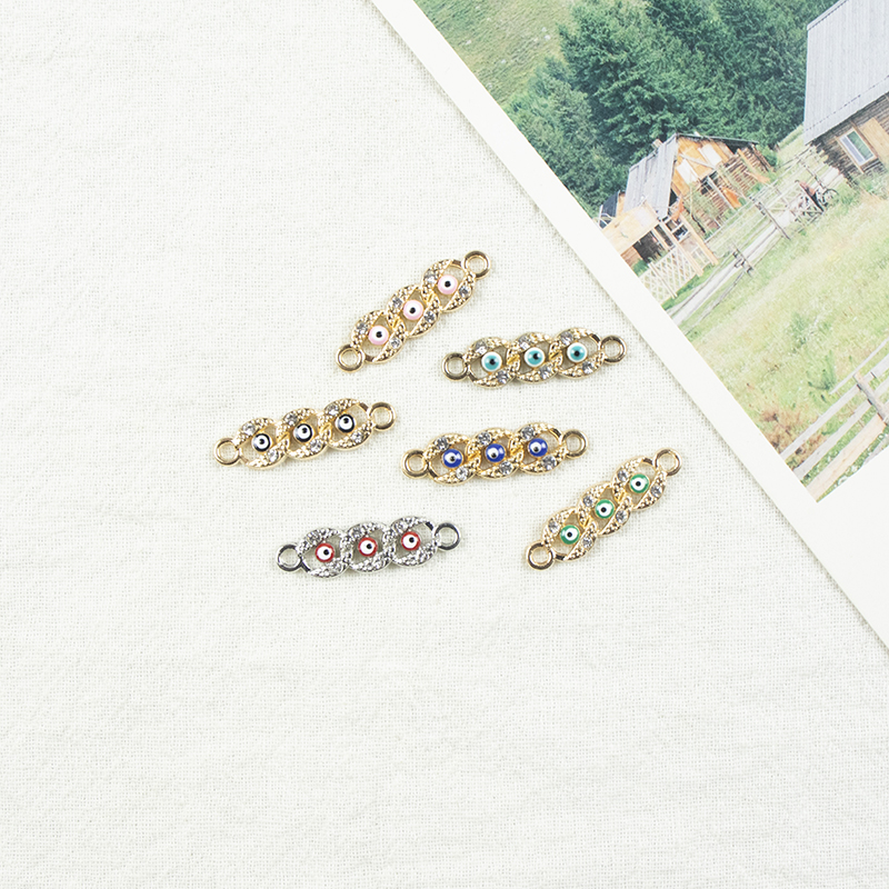 Alloy dot Brick 3 Circular Devil's Eye Double Hanging Necklace, earring accessories, diy jewelry accessories, jewelry accessories, alloy accessories Specification image