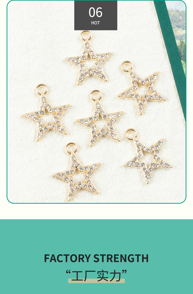 Alloy dot brick five-pointed star single-hanging necklace, earring accessories, diy jewelry accessories, jewelry accessories, alloy accessories pic 8