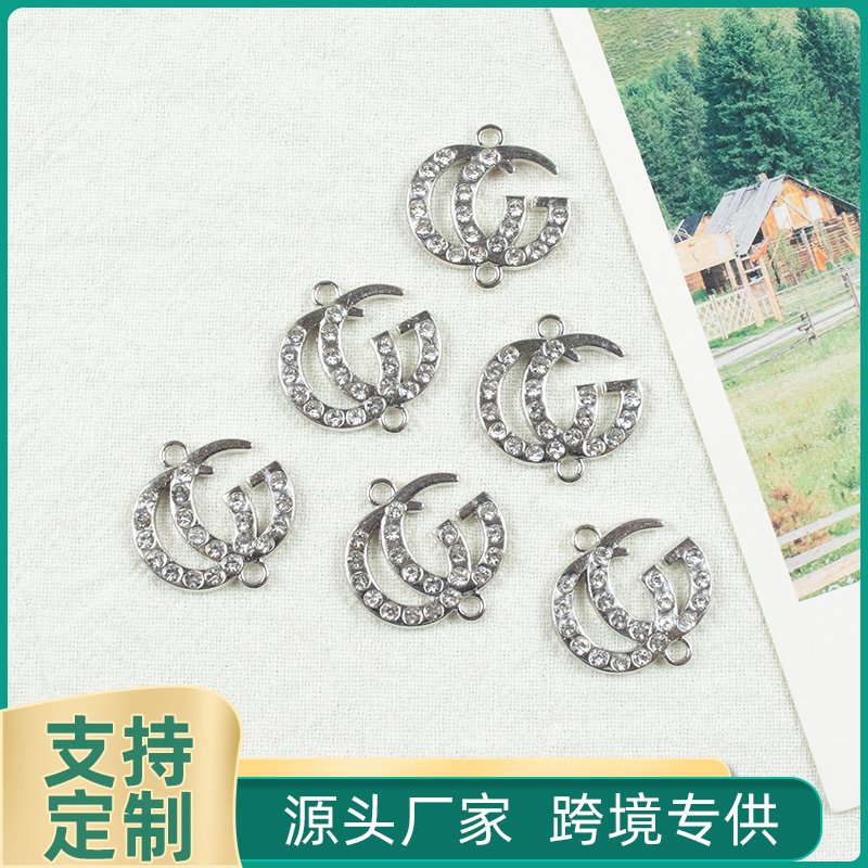 CG English letter alloy dot brick double hanging necklace, earring accessories, diy jewelry accessories, jewelry accessories, alloy accessories