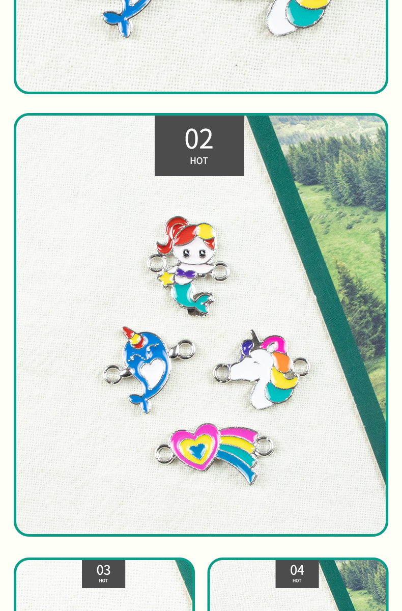 Alloy oil-dripping small animal double hanging necklace, earring accessories, diy jewelry accessories, jewelry accessories, alloy accessories pic 6