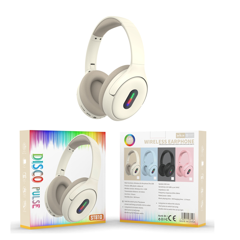 ST810无线头戴式蓝牙耳机RGB节奏灯发光LED灯学生耳麦重低音手机通用跨境热卖耳机工厂详情图5