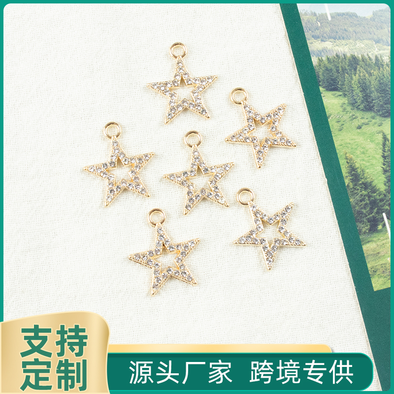 Alloy dot brick five-pointed star single-hanging necklace, earring accessories, diy jewelry accessories, jewelry accessories, alloy accessories