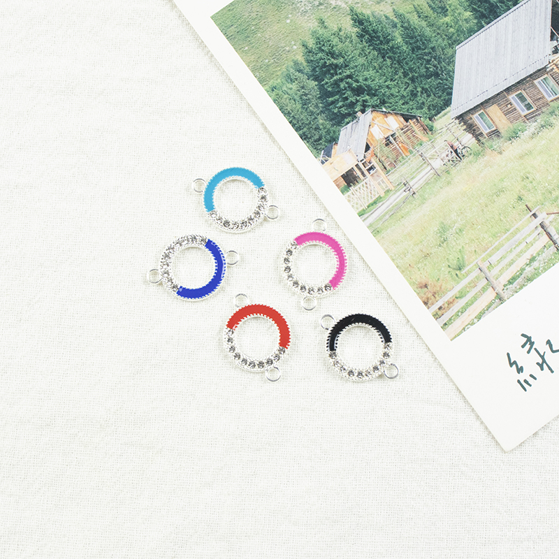 Alloy dot brick oil drip ring double hanging necklace, earring accessories, diy jewelry accessories, jewelry accessories, alloy accessories Specification image