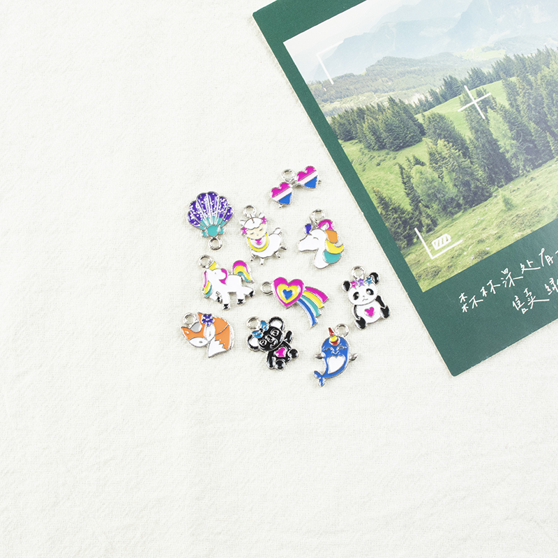 Alloy oil-dripping cartoon animal double pendant necklace, earring accessories, diy jewelry accessories, jewelry accessories, alloy accessories Specification image