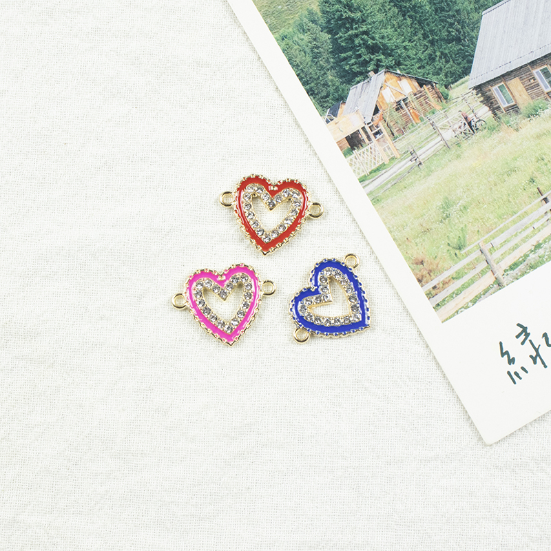 Alloy dot brick oil-dripping ring heart-shaped necklace, earring accessories, jewelry accessories, diy jewelry accessories, alloy jewelry accessories, heart-shaped accessories details Picture