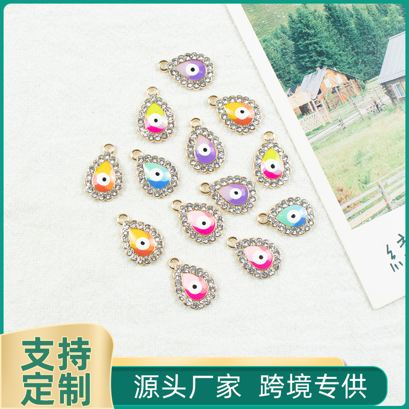 Alloy dot brick oil and water droplet silver-edged single-hanging Devil's Eye necklace, earring accessories, diy jewelry accessories, jewelry accessories, alloy accessories