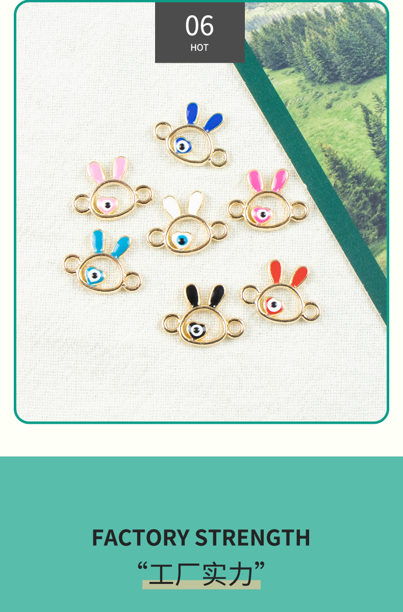 Alloy oil-dripping rabbit hollowed-out heart Demon Eye necklace, earring accessories, diy jewelry accessories, jewelry accessories, alloy accessories pic 8