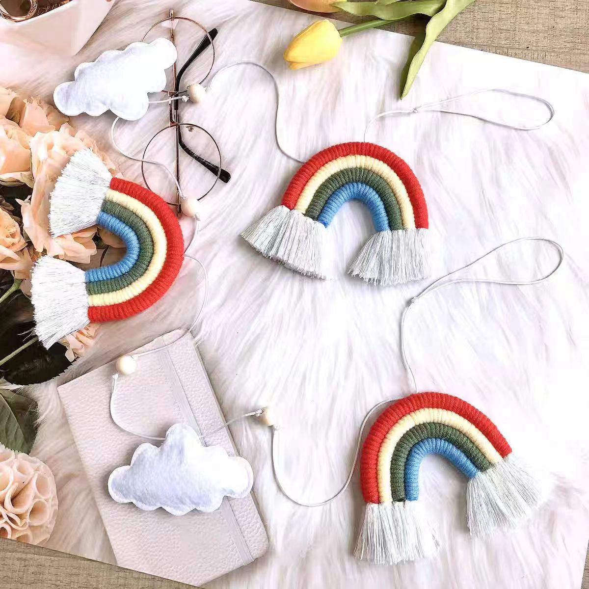New fabric ethnic style Su rainbow pendant, cute children's diy keychain bag accessory Application Scenario