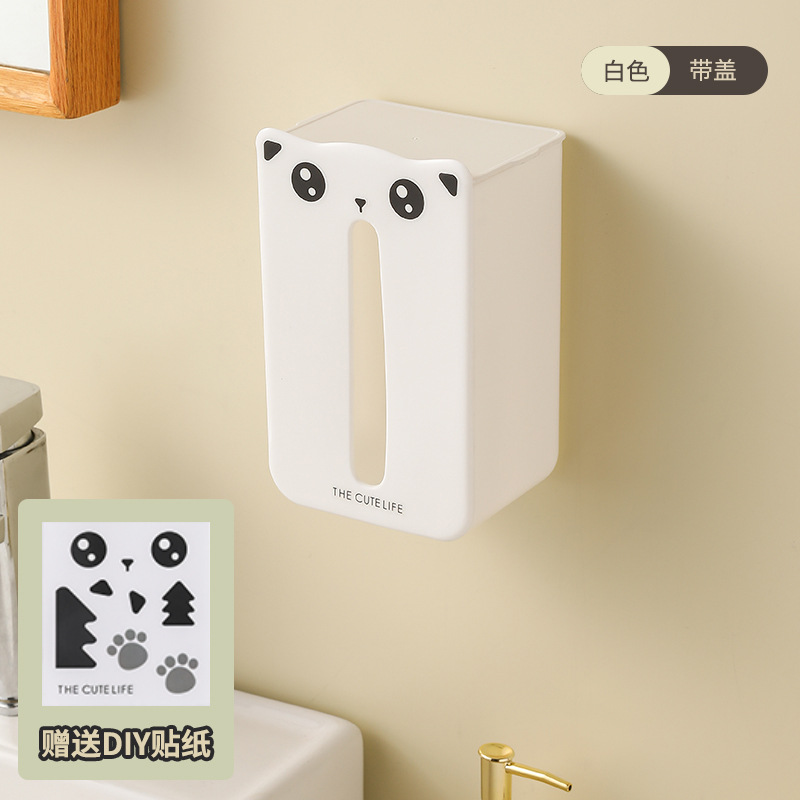 L87-LY028 Cartoon Tissue box Wall-mounted non-punching tissue box, home living room toilet storage paper tube Application Scenario