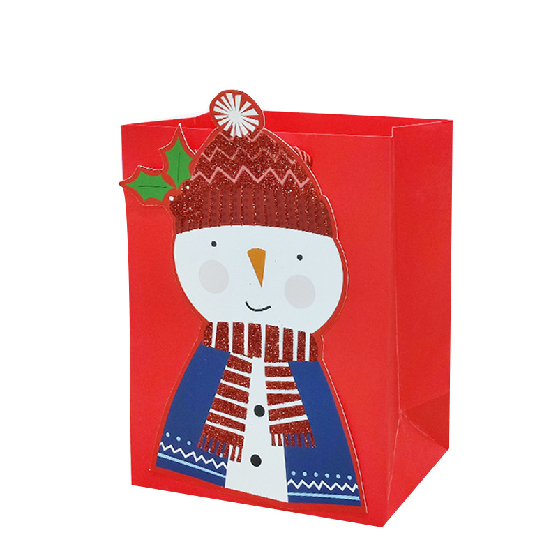 Wholesale of new cartoon sticker Christmas Old Man paper bags, powder-coated and shiny holiday gift bags, hand-held packaging bags Specification image