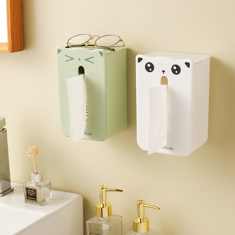 L87-LY028 Cartoon Tissue box Wall-mounted non-punching tissue box, home living room toilet storage paper tube details Picture