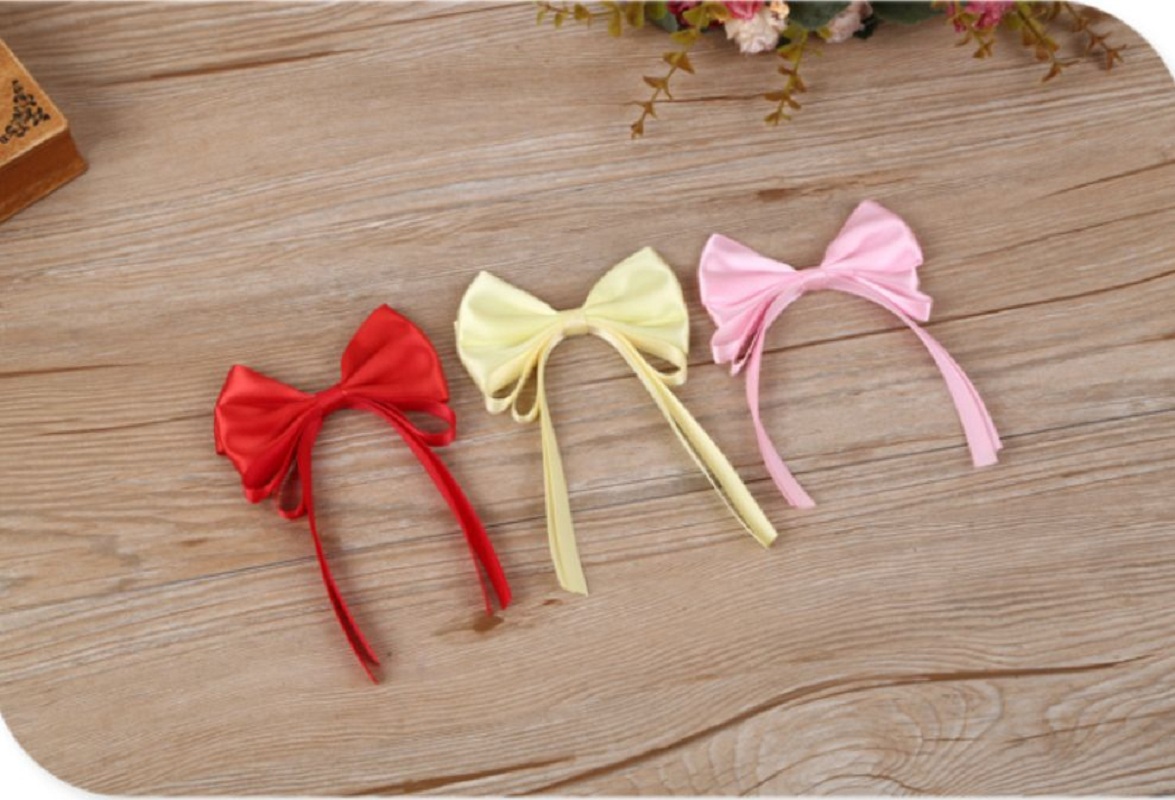 Ribbon Bow Can Be Made Logo Polyester Thread Hand Knotted Gift Wrap Bow Hair Clip Hair Accessories Three Colors Optional