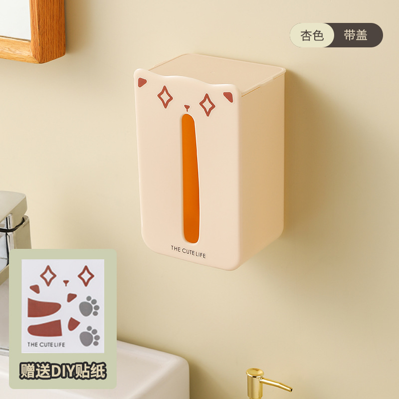 L87-LY028 Cartoon Tissue box Wall-mounted non-punching tissue box, home living room toilet storage paper tube Item Picture