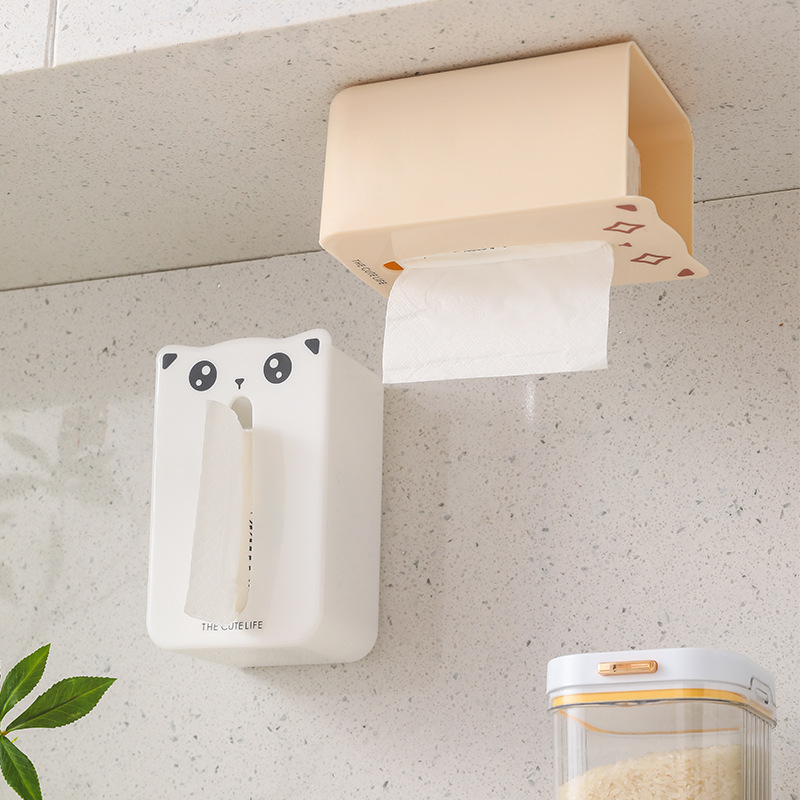 L87-LY028 Cartoon Tissue box Wall-mounted non-punching tissue box, home living room toilet storage paper tube Specification image