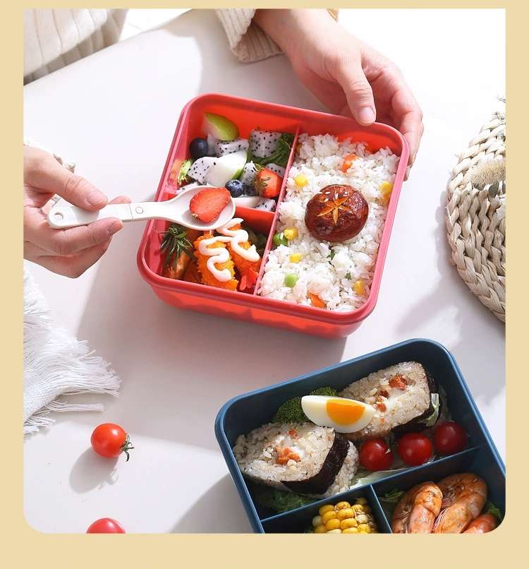 M66-3002 single-layer plastic lunch box with dipping sauce, portable student lunch box, microwave ovens for preservation detail image 11