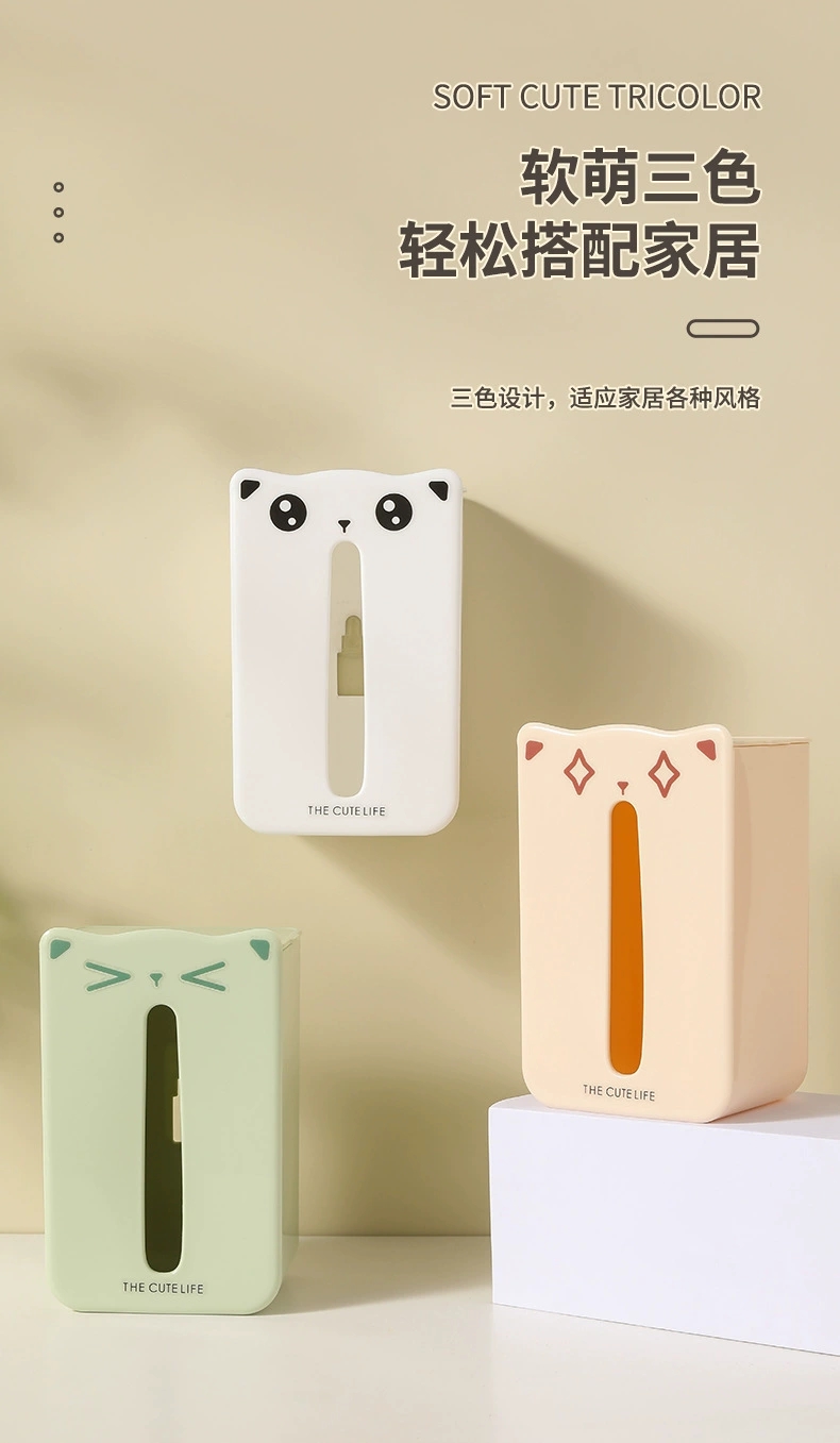 L87-LY028 Cartoon Tissue box Wall-mounted non-punching tissue box, home living room toilet storage paper tube detail image 8
