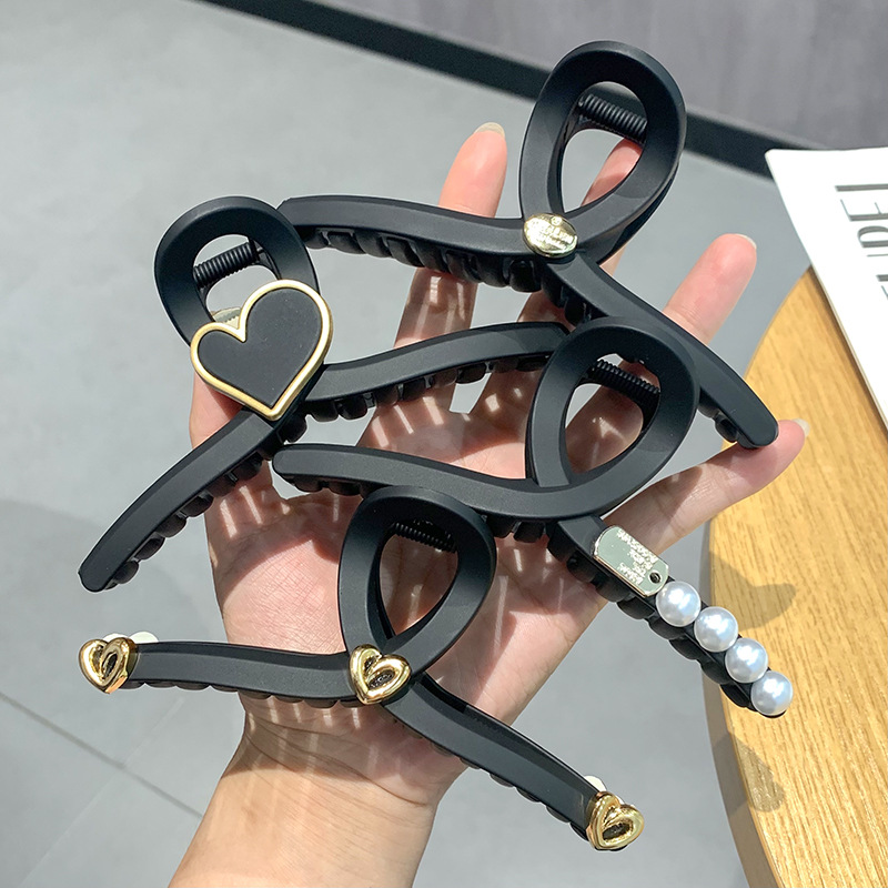 Extra-large black matte hairpin for women, 2024 new updo, shark hairpin, back of the head, hairpin headwear