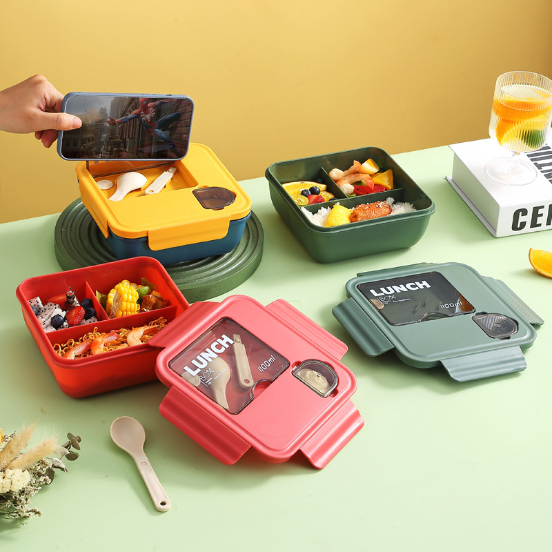 M66-3002 single-layer plastic lunch box with dipping sauce, portable student lunch box, microwave ovens for preservation details Picture