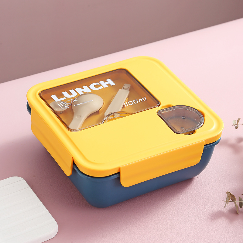 M66-3002 single-layer plastic lunch box with dipping sauce, portable student lunch box, microwave ovens for preservation Item Picture