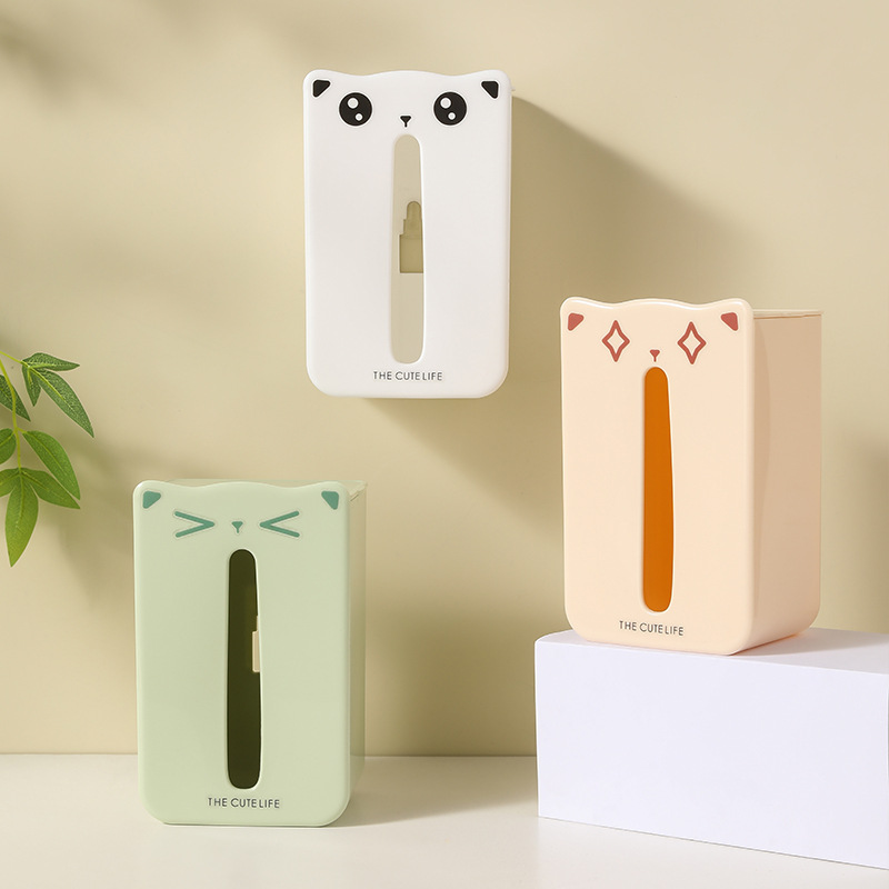 L87-LY028 Cartoon Tissue box Wall-mounted non-punching tissue box, home living room toilet storage paper tube