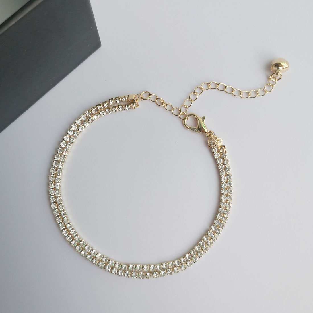 夏日时尚简约双排钻手链精致百搭脚踝链