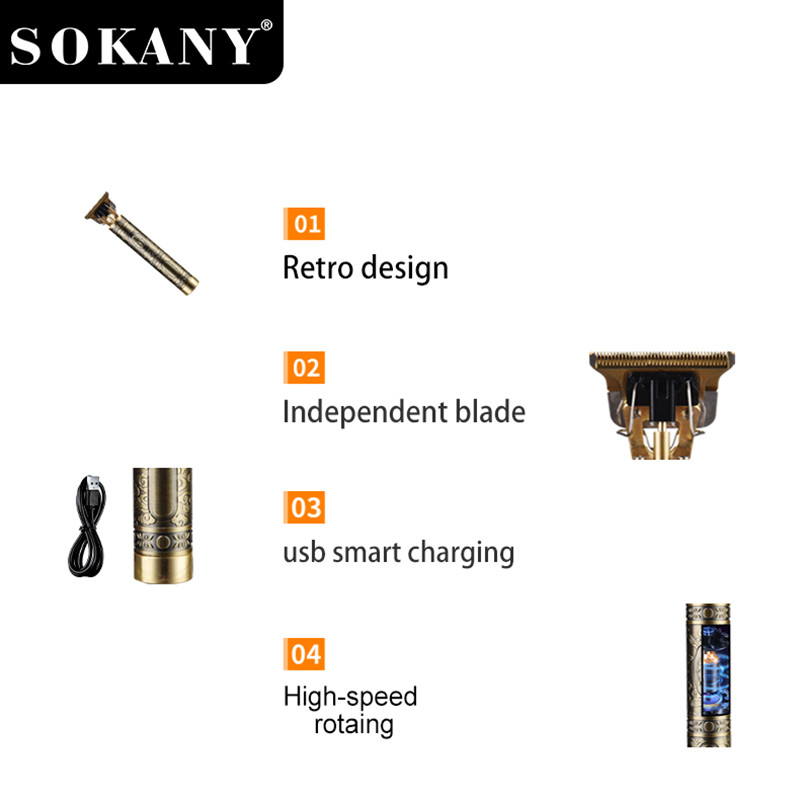 Foreign trade export SOKANY9981 Hair clipper, electric clipper, hair cutter, retro professional electric clipper, hair razor set Item Picture