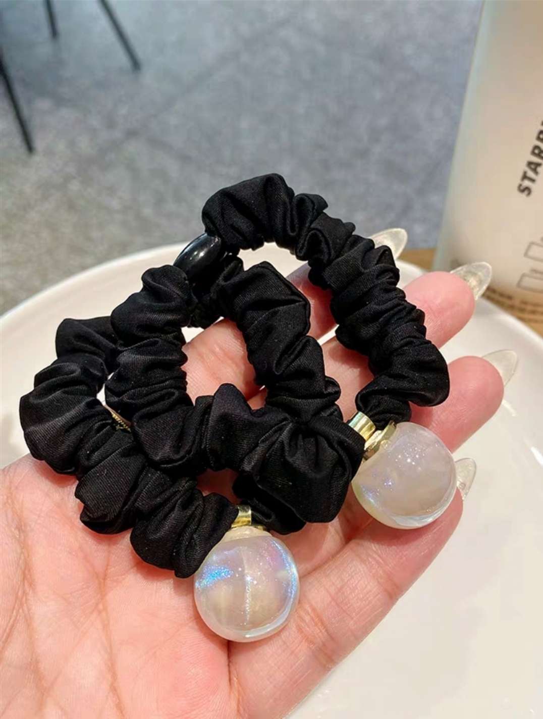 Pearl large intestine hair band, simple and elegant style, high elasticity and durable hair tie, hair bun, leather band, high-end style, for women