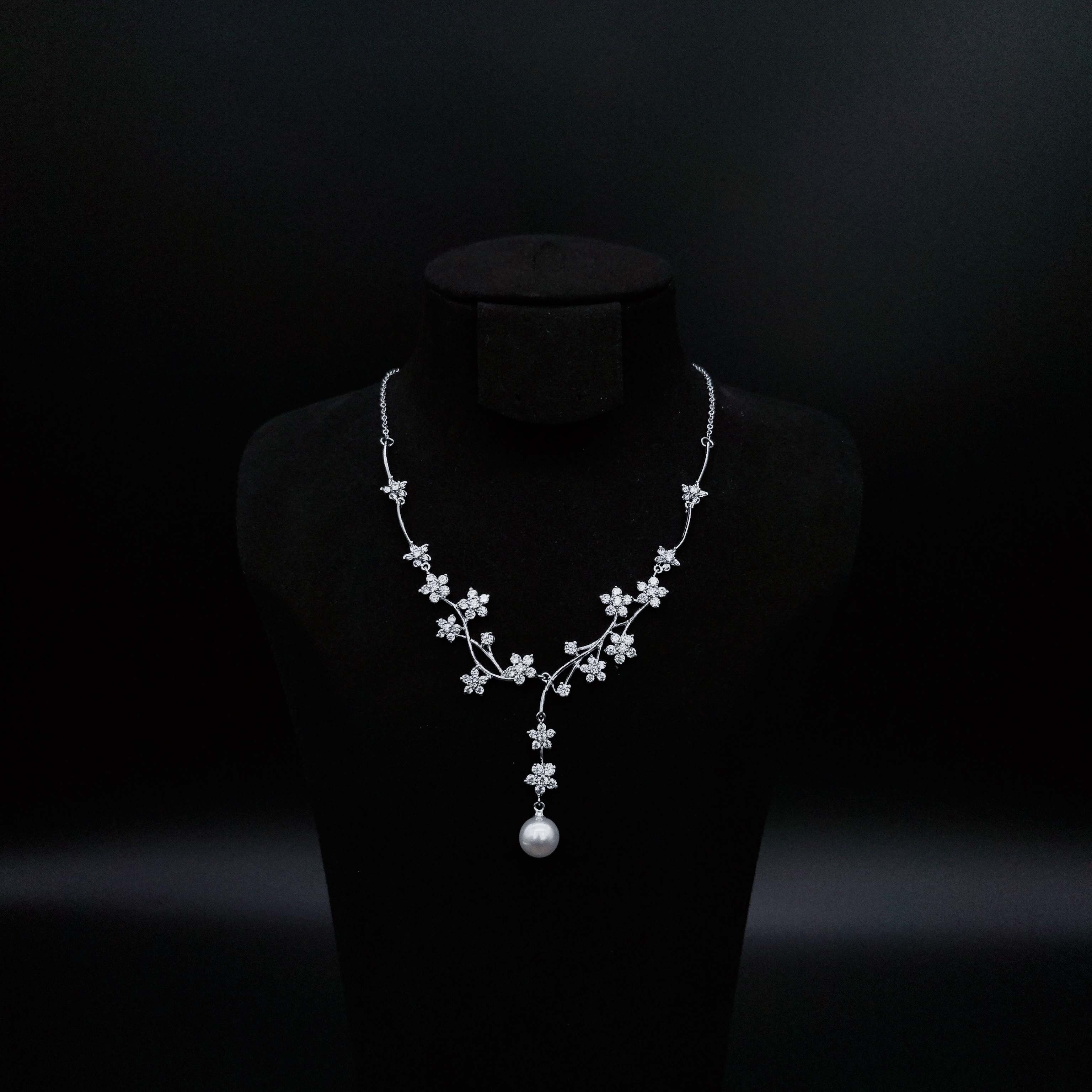 Necklace, earring set, Korean-style wedding dress jewelry, shining zircon wedding banquet and annual meeting stud earrings, luxurious and versatile, exquisite and adjustable zircon necklace, bride's wedding dress and evening dress accessories, long and fashionable earrings for women Application Scenario
