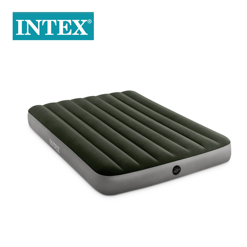 INTEX64108绿色双人植绒线拉充气床垫户外野营帐篷床垫充气玩具