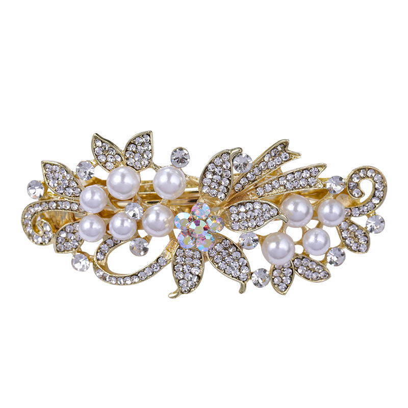 珍珠发卡妈妈发夹后脑勺夹子头饰顶夹一字弹簧夹大号横夹马尾夹产品图